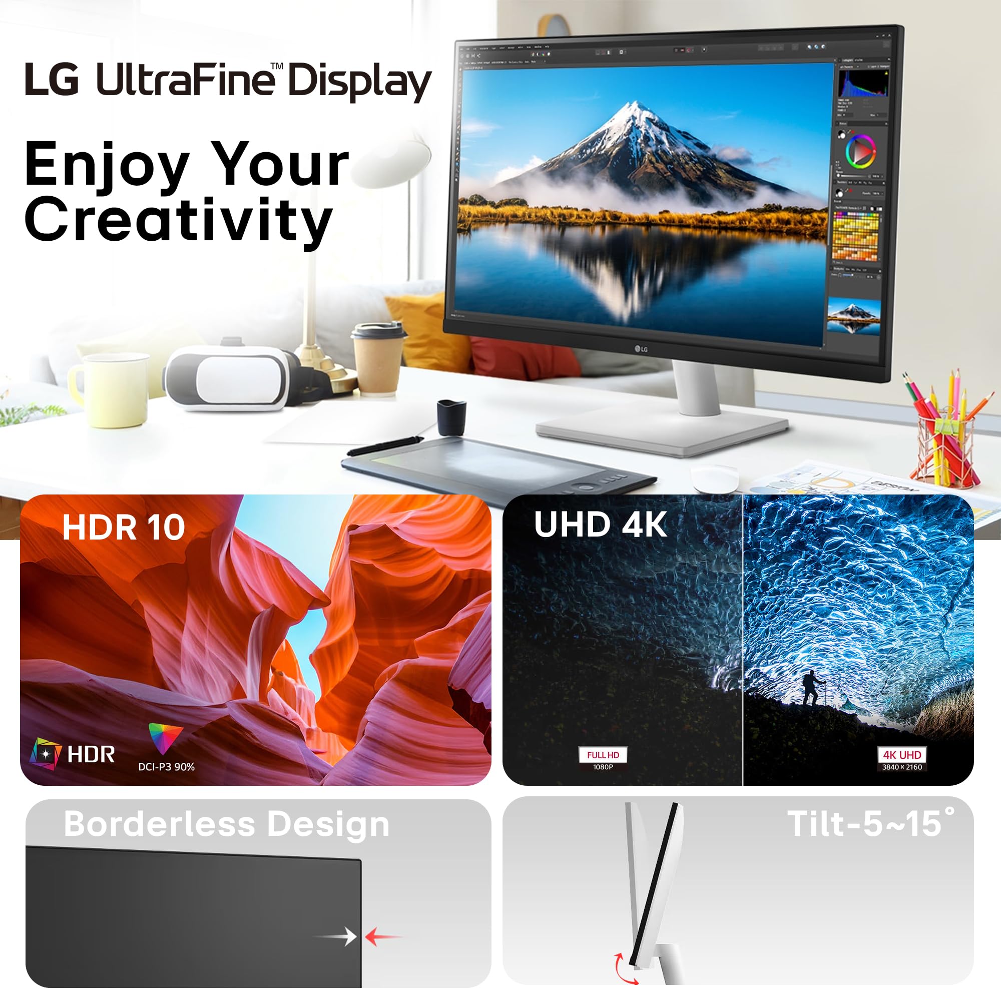 LG 27US500-W, 27 Inch Ultrafine Monitor, IPS, 4K UHD (3840x2160